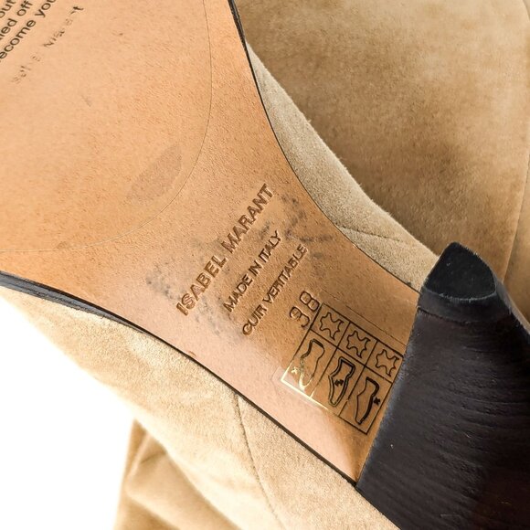 Isabel Marant Women Ririo Cream Suede OTK Western Heel Boots sz 8US EUR 38 - Picture 8 of 13